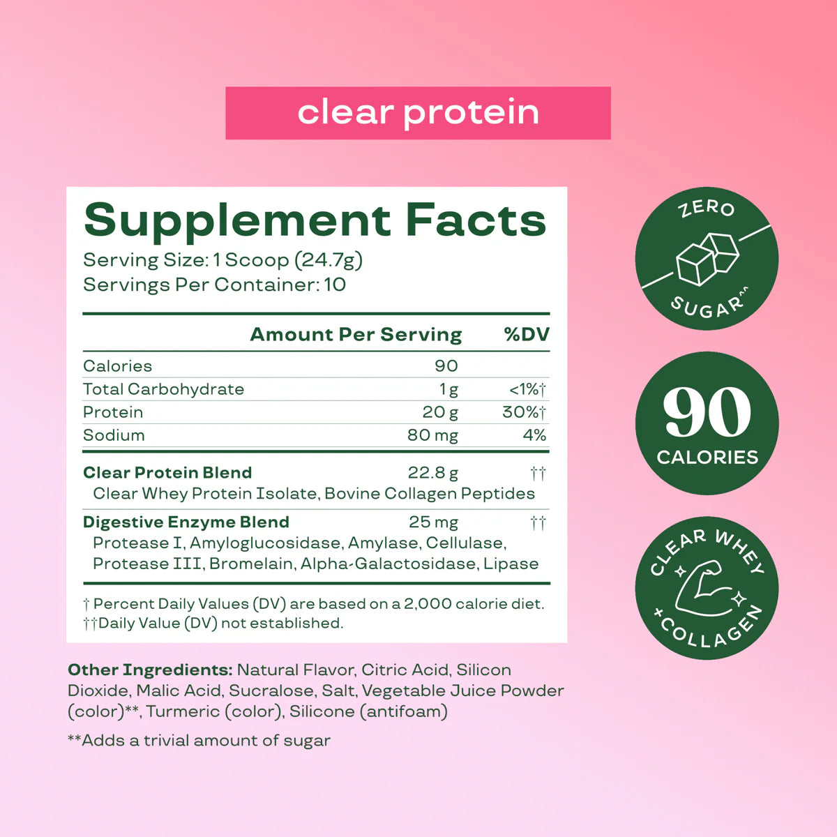 Bloom Nutrition Clear Protein - Clear Whey + Collagen Protein Blend | 20g Protein, 90 Calories, 0g Sugar, Light & uct Refreshing Fruity Drink | Protein for Women