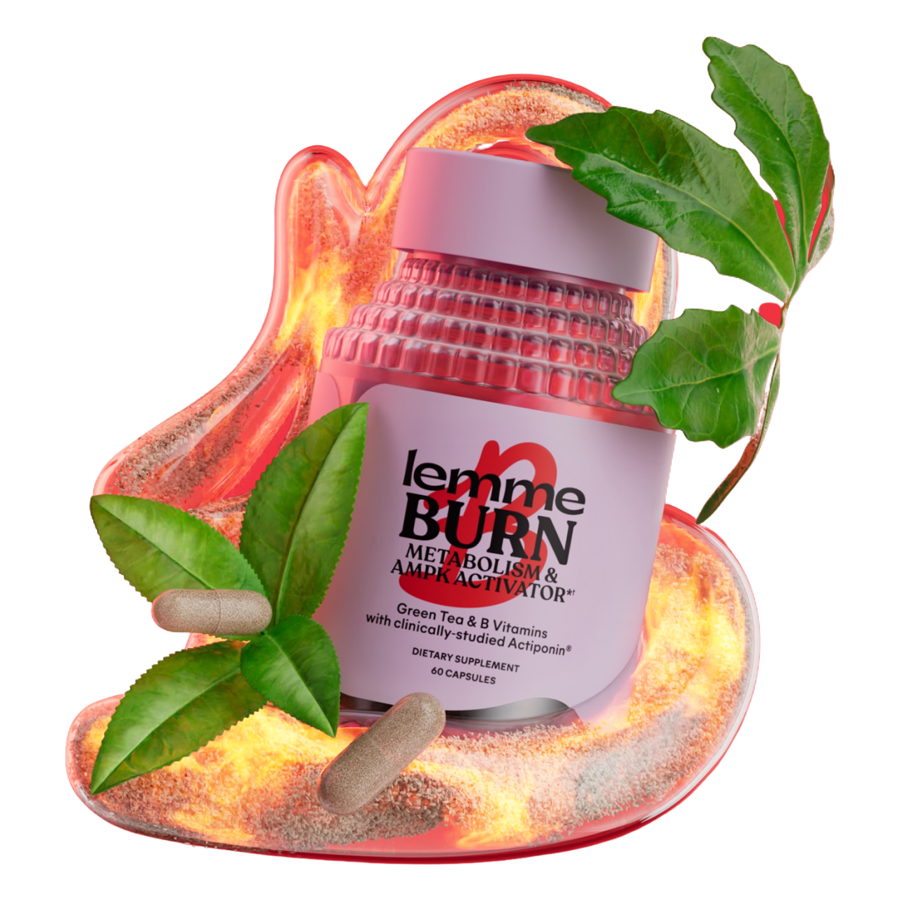 Lemme Burn - Metabolism, Belly Fat Burning + AMPK Activating Supplement for Men & Women w/Clinically Studied Actiponin Gynostemma, Green Tea Extract, Vitamins B6 & B12 - Gluten Free, 60 Count