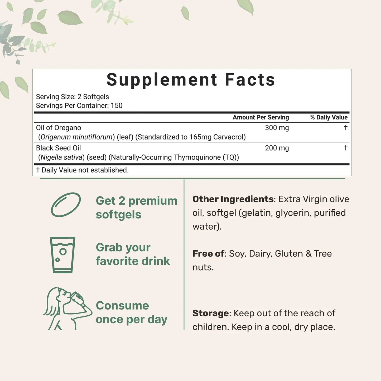 Oregano Oil & Black Seed Oil Softgels - 2-in-1 Foundational Wellness