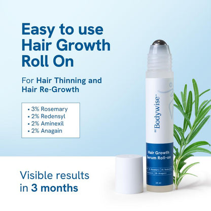 Bodywise Advanced Hair Growth Serum Roll On- For Hair Thinning, Herbal- (25ml)