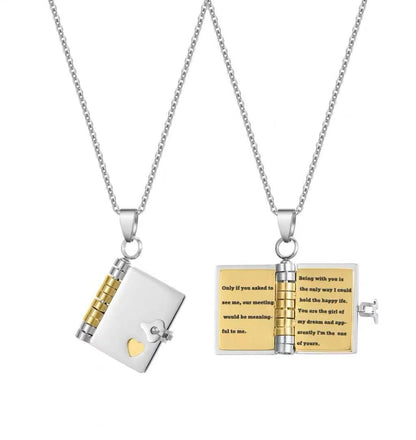 Little Star Book Necklace.Openable Book Necklace, Personalized Engraved Hidden Message Necklace for Her or Him