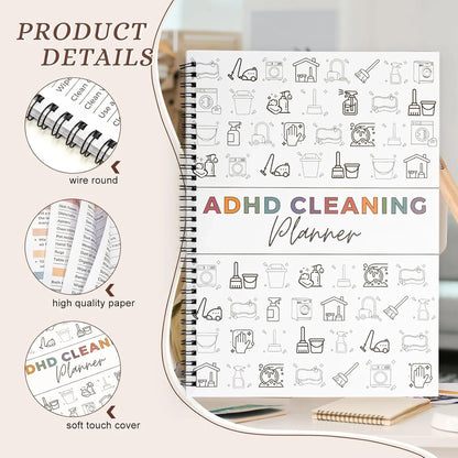 ADHD Cleaning Planner – A4 Organization Notebook with Daily Checklists & Durable Cover – Plannerbook