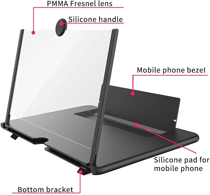 12"Mobile Phone Magnifier - Ultra-HD Screen Magnifier for Easy TV Viewing Orientation for Landscapes Use Eye Protection Full-Screen Mobile Phone Magnification
