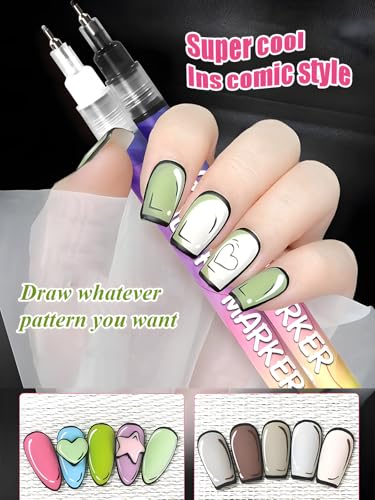 3D Nail Art Pens Set | 12 Vibrant Colors Fine Tip 0.5mm | Quick-Dry Liner & Dotting Tools for Salon or Home