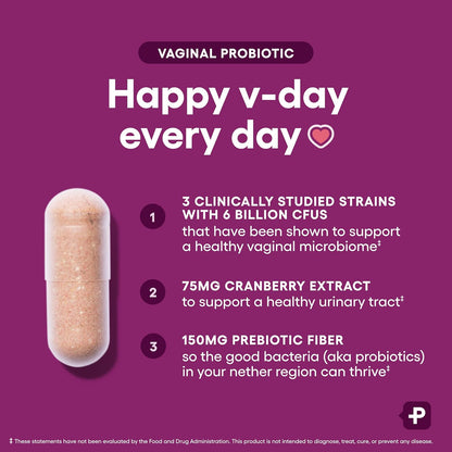 Women’s Vaginal Probiotics Advanced pH, Odor & Yeast Support 6 Billion CFU with Organic Prebiotics & Cranberry Feminine Health Formula 30 Capsules