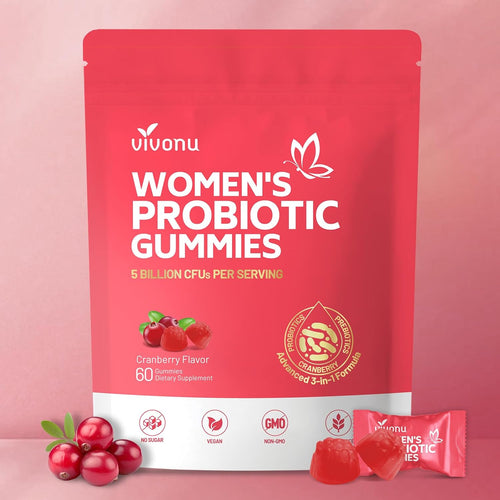 VivoNu Feminine Balance Probiotic Gummies for Women – Yeast & pH Balance Support with Cranberry & Prebiotics | Vegan, Gluten-Free, Halal | 60 Gummies