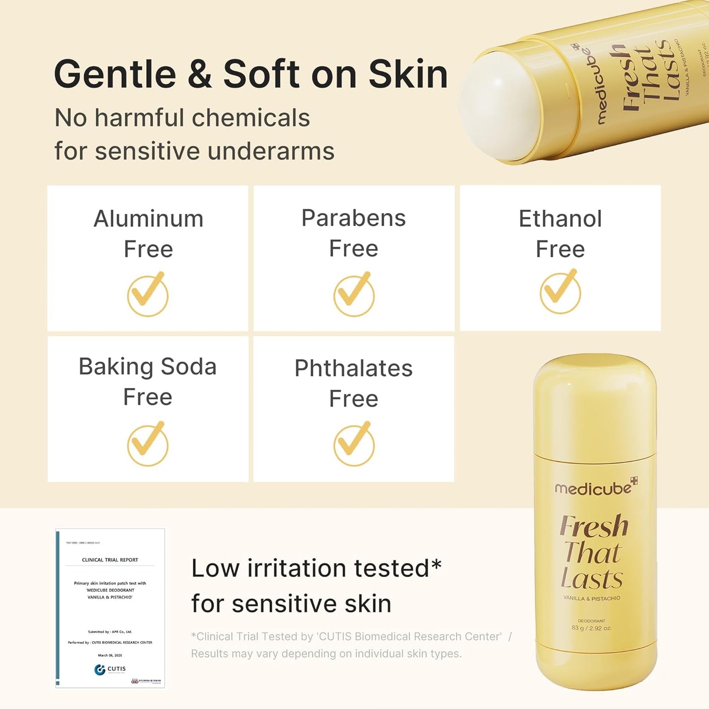 [NEW] [medicube] Deodorant Vanilla & Pistachio Fresh That Lasts | 24 Hour Odor Control, No Aluminum, Baking Soda, Parabens, Phthalates, Ethanol | Brightening & Smoothing for Dark Underarms with Kojic Acid & Turmeric | Korean Skincare, K-Beauty