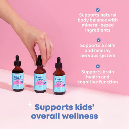 LingoLeap Kids Wellness Formula | Liquid Supplement with Zeolite Clinoptilolite, Methyl B12 & Vitamin D3 | Gentle Daily Support for Ages 3+ | 1 fl oz (30 Servings)