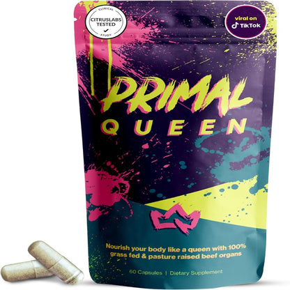 Primal Queen Female-Optimized Beef Organ Superfood Supplement - 100% Grass Fed, Pasture Raised Cattle - Balance Hormones, Energy
