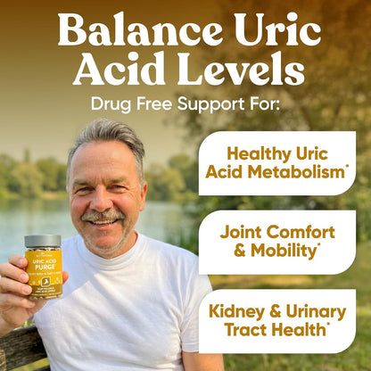 Eu Natural Purge Uric Acid Flush - Eat & Drink What You Want - Uric Acid Support for Joints & Mobility with Celery Seed, Tart Cherry & Chanca Piedra - 60 Vegetarian Capsules