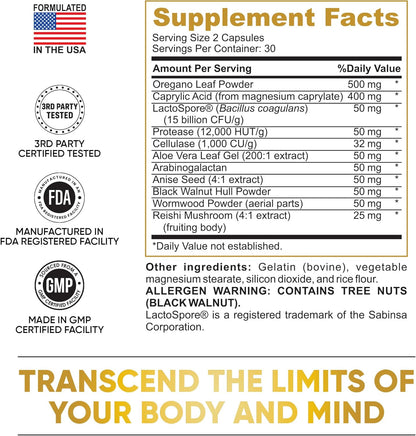 Candida Cleanse - Gut & Colon Support (60 Capsules) - for Men & Women - Natural Herbs for Intestinal Detox