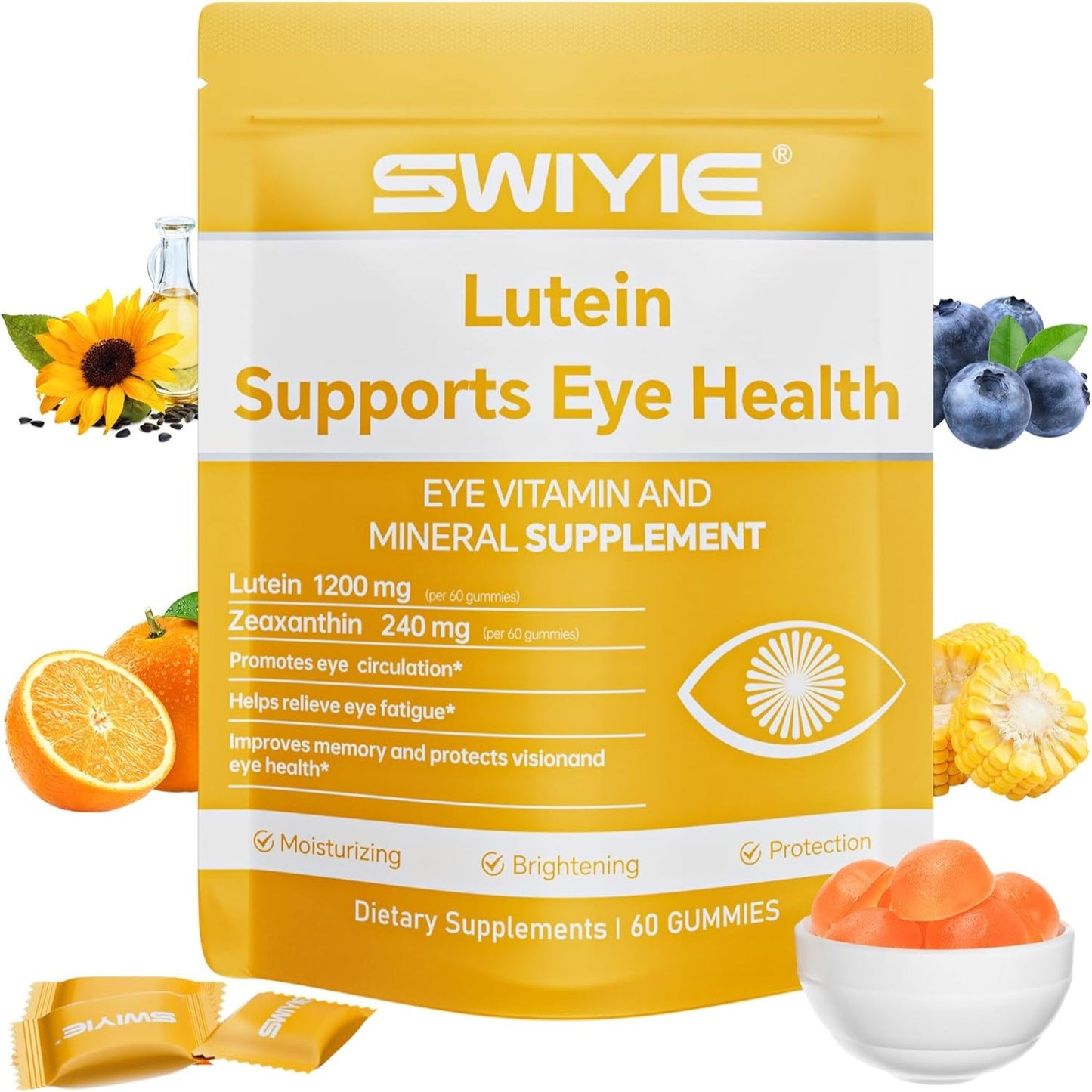 Lutein Gummies for Eye Health – Vision Support Eye Vitamins | Blueberry Flavor | 60 Gummies