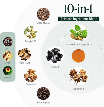 10-in-1 Shilajit Gummies (4000mg)|Tongkat Ali, Maca, 75% Fulvic Acid | Sugar-Free & Vegetarian2.