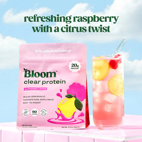 Bloom Nutrition Clear Protein - Clear Whey + Collagen Protein Blend | 20g Protein, 90 Calories, 0g Sugar, Light & uct Refreshing Fruity Drink | Protein for Women