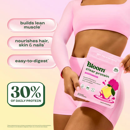 Bloom Nutrition Clear Protein - Clear Whey + Collagen Protein Blend | 20g Protein, 90 Calories, 0g Sugar, Light & uct Refreshing Fruity Drink | Protein for Women