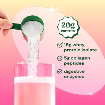 Bloom Nutrition Clear Protein - Clear Whey + Collagen Protein Blend | 20g Protein, 90 Calories, 0g Sugar, Light & uct Refreshing Fruity Drink | Protein for Women