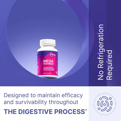 MegaSporeBiotic Probiotics for Women & Men - All-Spore Antioxidant-Producing Supplement - 60 Capsules Survives Stomach Acid