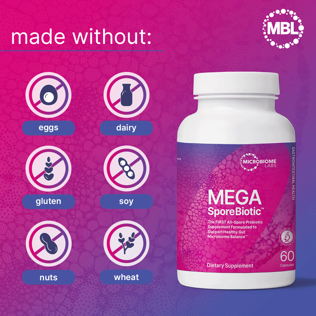 MegaSporeBiotic Probiotics for Women & Men - All-Spore Antioxidant-Producing Supplement - 60 Capsules Survives Stomach Acid