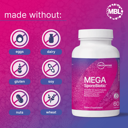 MegaSporeBiotic Probiotics for Women & Men - All-Spore Antioxidant-Producing Supplement - 60 Capsules Survives Stomach Acid