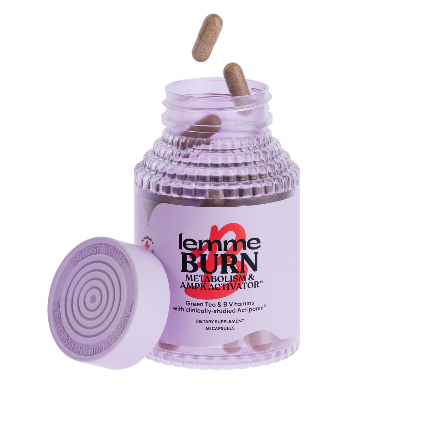 Lemme Burn - Metabolism, Belly Fat Burning + AMPK Activating Supplement for Men & Women w/Clinically Studied Actiponin Gynostemma, Green Tea Extract, Vitamins B6 & B12 - Gluten Free, 60 Count