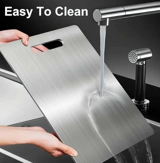 304 Stainless Steel Cutting Board for Kitchen - Double-Sided Non-Stick Chopping Board - Thin & Lightweight Design (11.02x15.35 Inch)