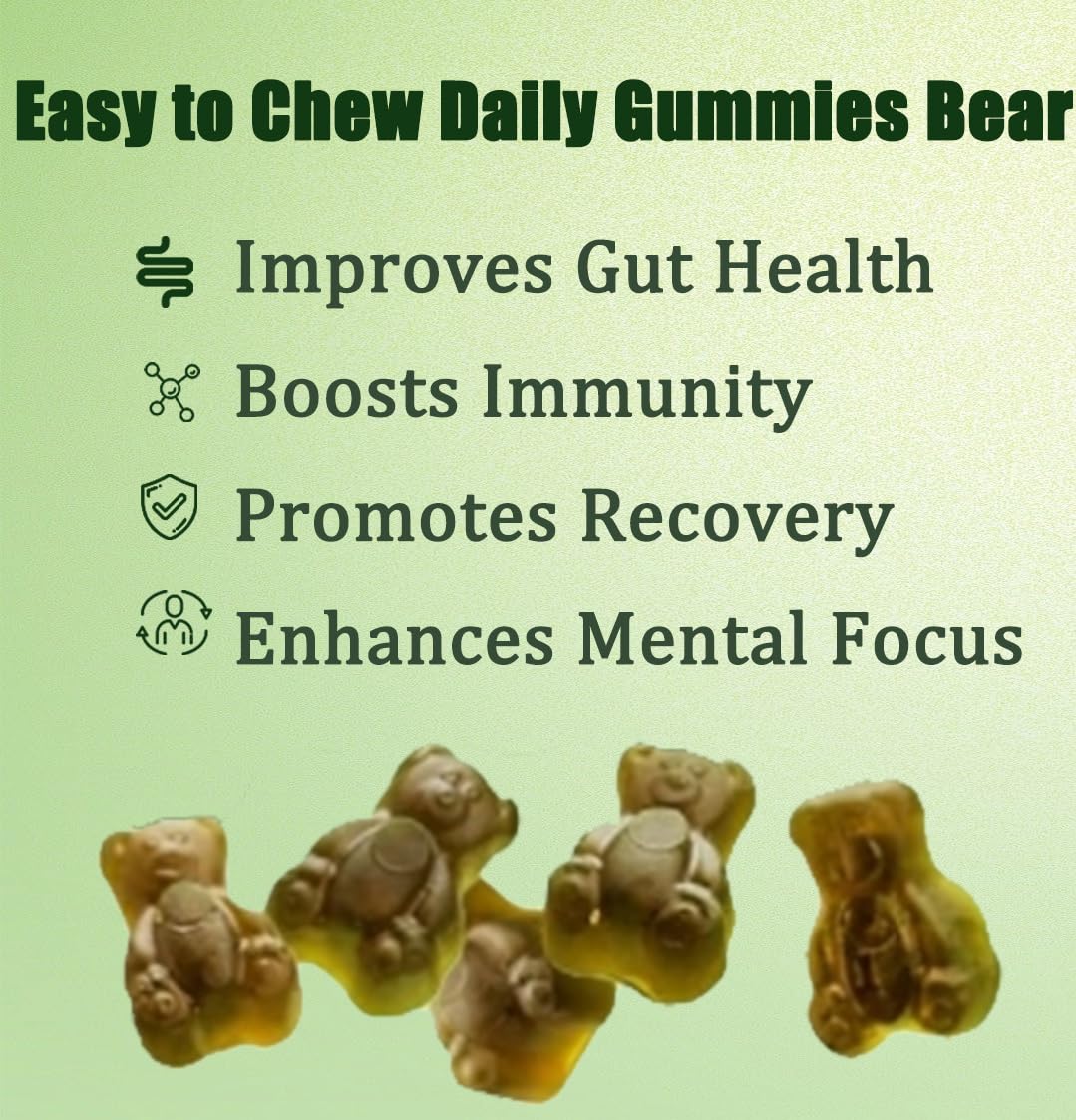 Greens Gummies Organic Green Nutritional Gummies-60+ natural whole-food ingredients