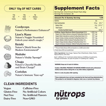 Nütrops Daily Gummies-Daily Gummies-Elevate Your Brain Health, Energy &amp; Wellness with 6 Power-Packed Mushrooms