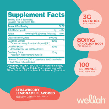 Pump-It-Up Creatine (50 Servings, Strawberry Lemonade) - Cranberry Extract