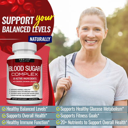 Blood Sugar Complex Supplement – 20 Vitamins & Minerals for Healthy Glucose Support