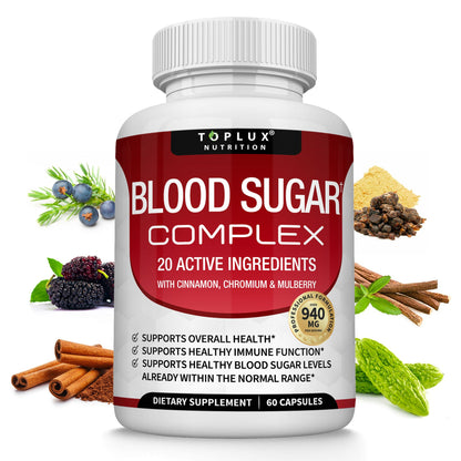 Blood Sugar Complex Supplement – 20 Vitamins & Minerals for Healthy Glucose Support