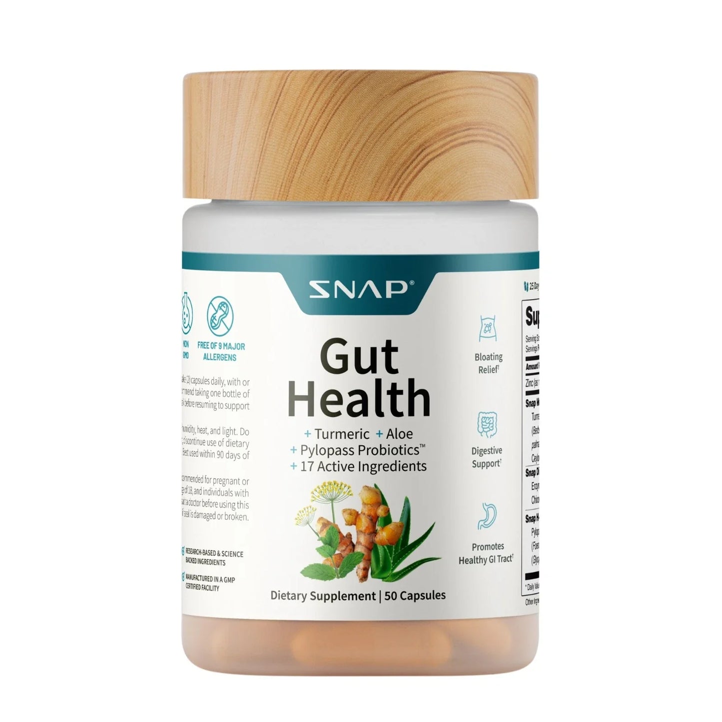 SNAP Gut Health Digestive Health Probiotics Enzymes Turmeric PYLOPASS H Pylori