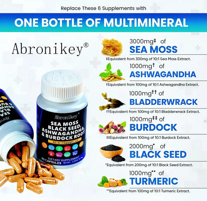 Sea Moss Supplement 60 Caps - Immune Boost + Gut Health | Premium Natural Sea Moss