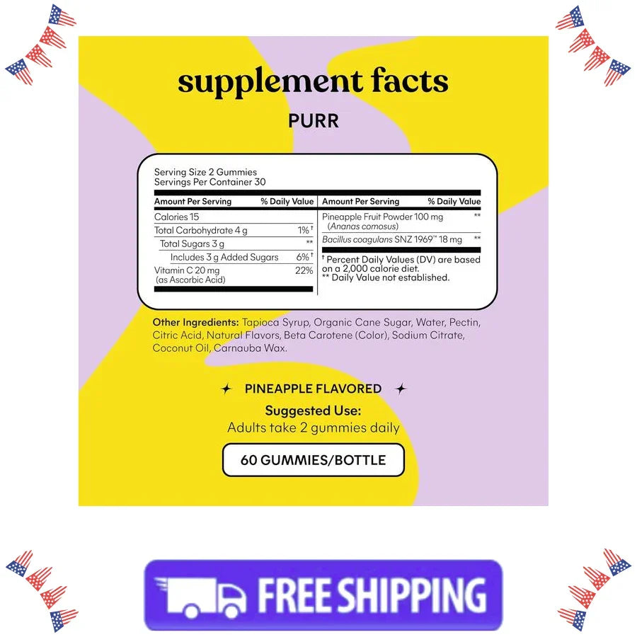 Lemme Purr Vaginal Probiotic Gummies-pH,Odor,Yeast Balance & Immune Support