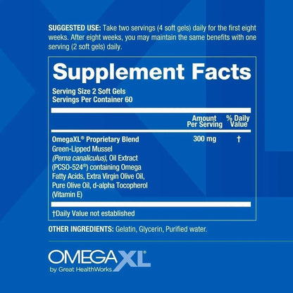 Omega XL 120 Capsules Green Lipped Mussel Omega-3 Joint Relief New