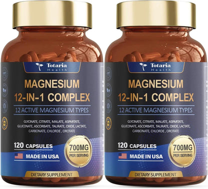 Magnesium 12 in 1 Complex 700mg - Glycinate Citrate Malate Taurate