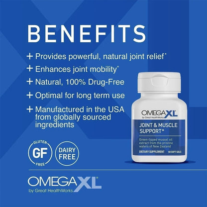 Omega XL 120 Capsules Green Lipped Mussel Omega-3 Joint Relief New