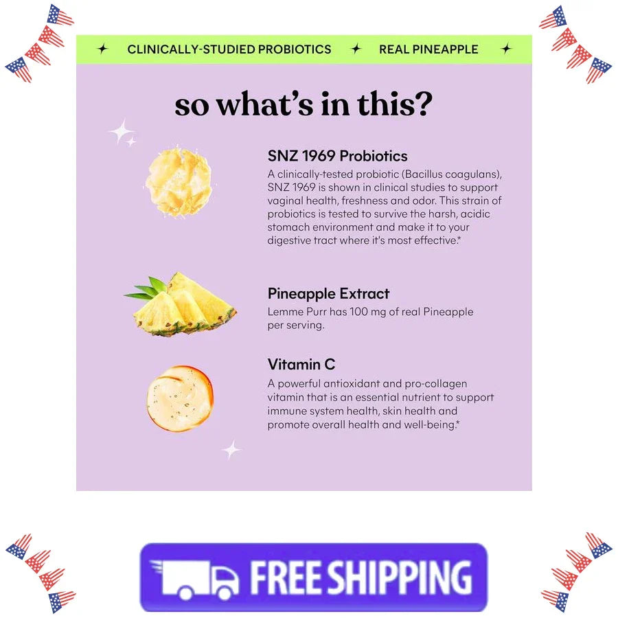 Lemme Purr Vaginal Probiotic Gummies-pH,Odor,Yeast Balance & Immune Support