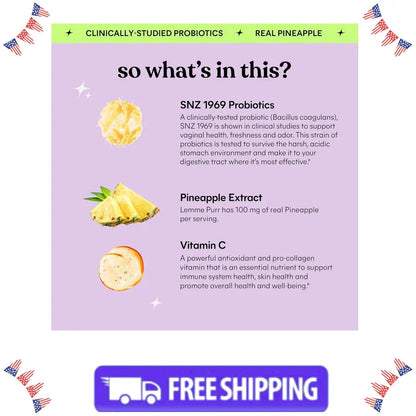 Lemme Purr Vaginal Probiotic Gummies-pH,Odor,Yeast Balance & Immune Support