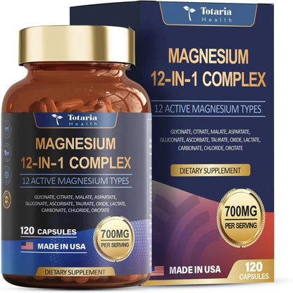 Magnesium 12 in 1 Complex 700mg - Glycinate Citrate Malate Taurate