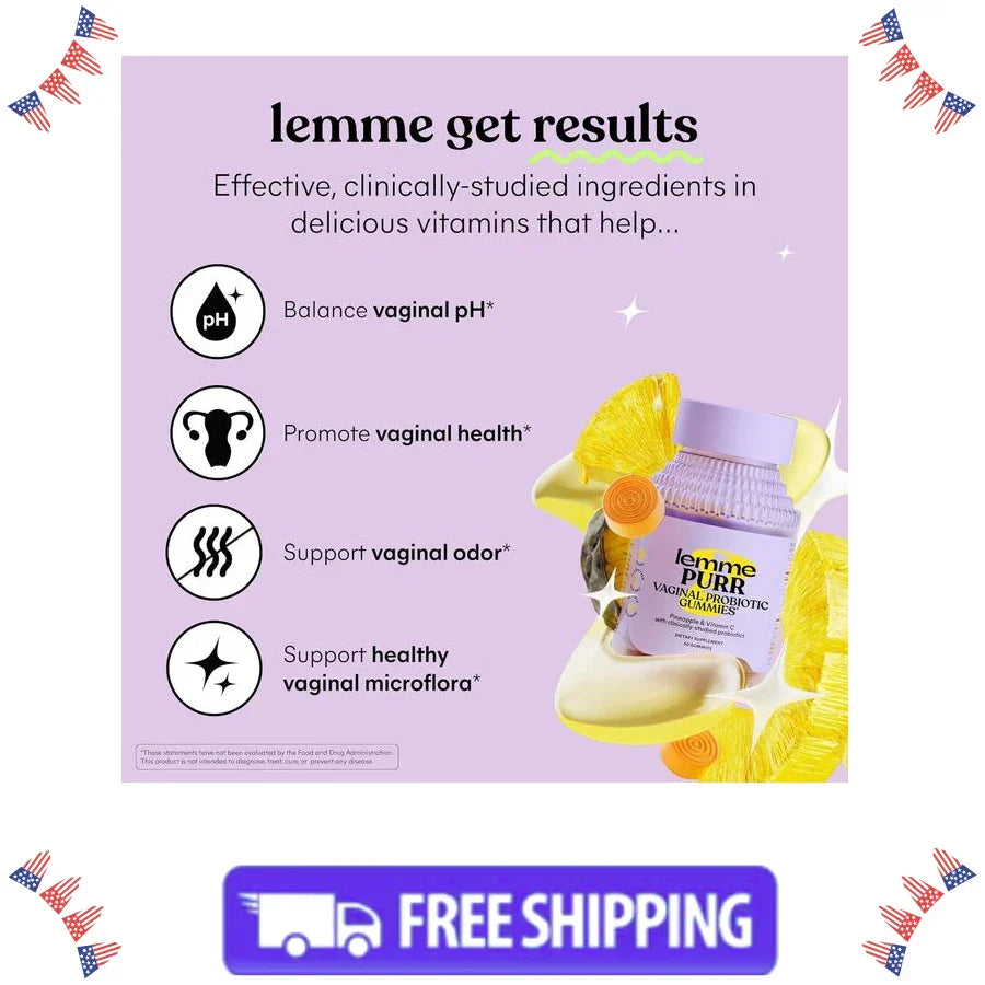 Lemme Purr Vaginal Probiotic Gummies-pH,Odor,Yeast Balance & Immune Support