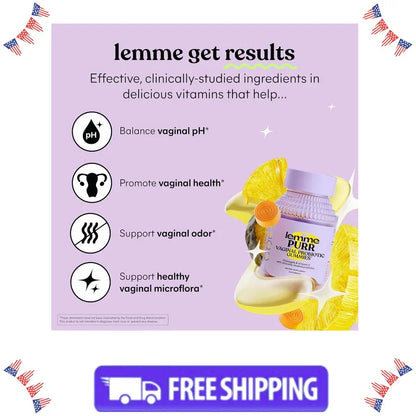 Lemme Purr Vaginal Probiotic Gummies-pH,Odor,Yeast Balance & Immune Support