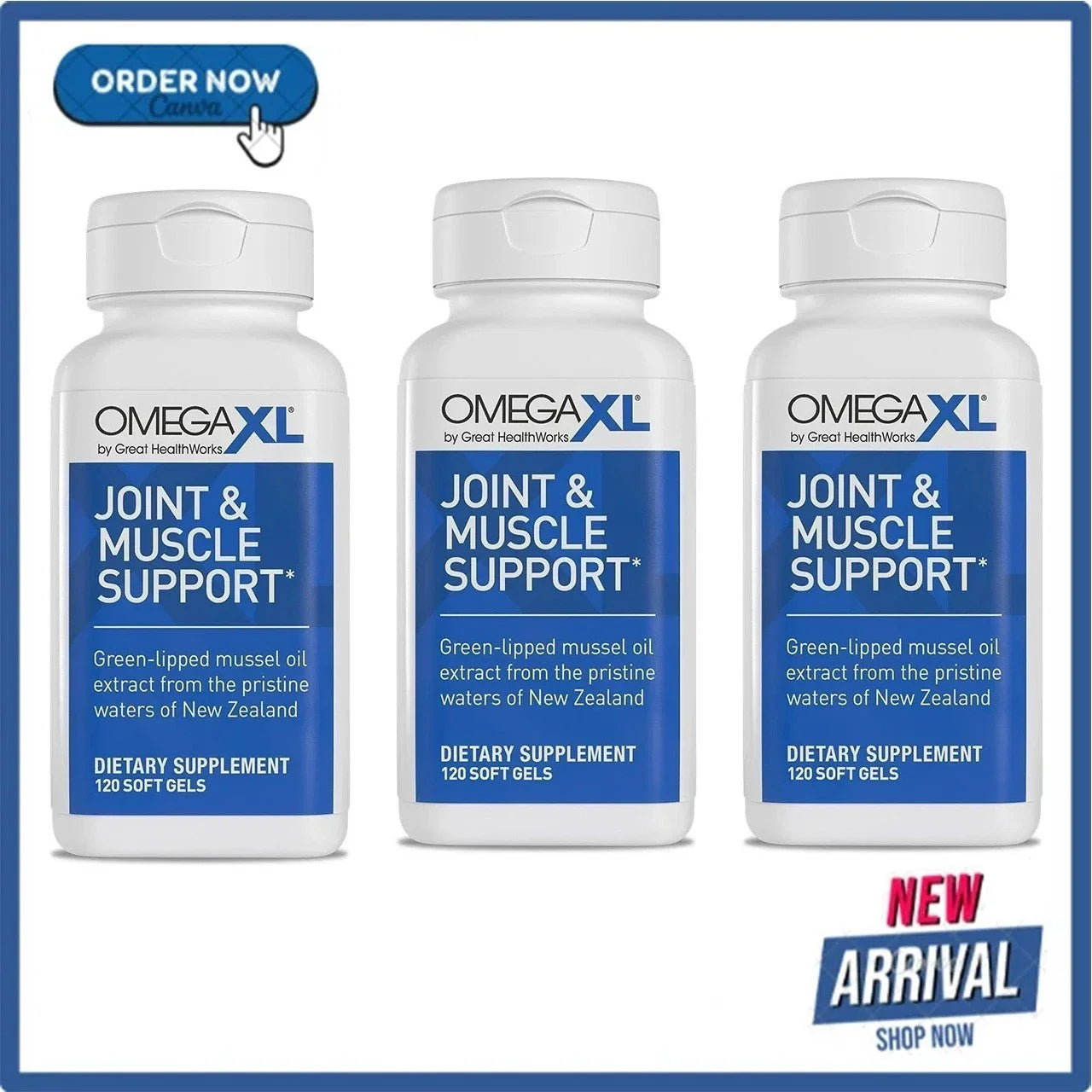 Omega XL 120 Capsules Green Lipped Mussel Omega-3 Joint Relief New