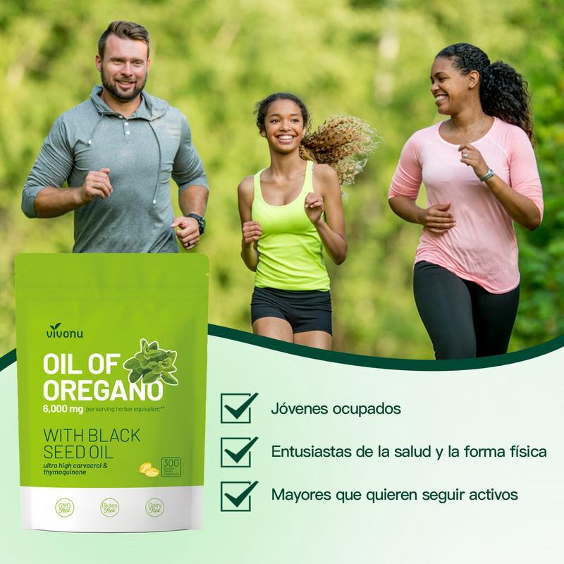 Aceite de Orégano 300 Cápsulas con Aceite de Semilla Negra | Antioxidantes Naturales para la Forma Física | Apoyo Nutricional | Suplemento Alimenticio Comestible Botánico de Alta Eficacia