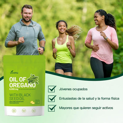 Aceite de Orégano 300 Cápsulas con Aceite de Semilla Negra | Antioxidantes Naturales para la Forma Física | Apoyo Nutricional | Suplemento Alimenticio Comestible Botánico de Alta Eficacia